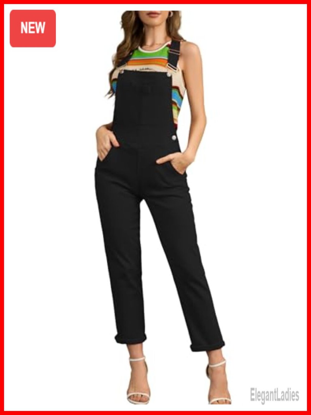 Womens Bib Overalls Adjustable Strap Cotton Spandex Jean Jumpsuit